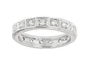 White Cubic Zirconia Rhodium Over Sterling Silver Eternity Band Ring 0.99ctw