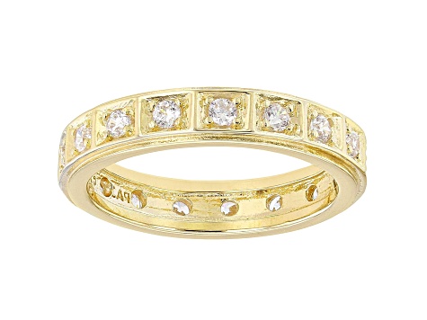 White Cubic Zirconia 18k Yellow Gold Over Sterling Silver Eternity Band Ring 0.99ctw