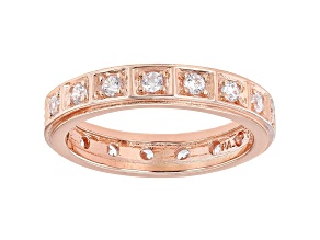 White Cubic Zirconia 18k Rose Gold Over Sterling Silver Eternity Band Ring 0.99ctw