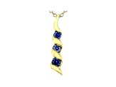 Blue Cubic Zirconia 18K Yellow Gold Over Sterling Silver Pendant With Chain 0.40ctw