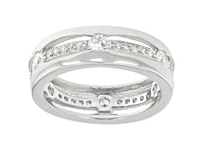 White Cubic Zirconia Rhodium Over Sterling Silver Eternity Band Ring 1.52ctw