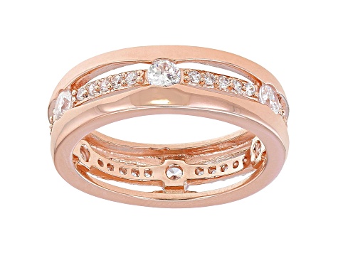 White Cubic Zirconia 18k Rose Gold Over Sterling Silver Eternity Band Ring 1.52ctw