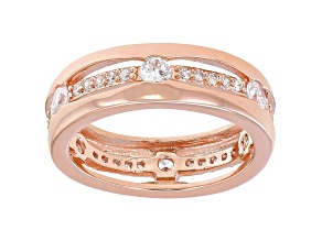 White Cubic Zirconia 18k Rose Gold Over Sterling Silver Eternity Band Ring 1.52ctw