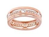White Cubic Zirconia 18k Rose Gold Over Sterling Silver Eternity Band Ring 1.52ctw