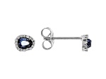 Blue And White Cubic Zirconia Rhodium Over Sterling Silver Earrings 0.55ctw
