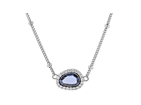 Blue And White Cubic Zirconia Rhodium Over Sterling Silver Necklace 1.48ctw