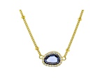Blue And White Cubic Zirconia 18K Yellow Gold Over Sterling Silver Necklace 1.48ctw