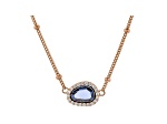 Blue And White Cubic Zirconia 18K Rose Gold Over Sterling Silver Necklace 1.48ctw