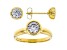 White Cubic Zirconia 18K Yellow Gold Over Sterling Silver Ring And Earrings 3.13ctw
