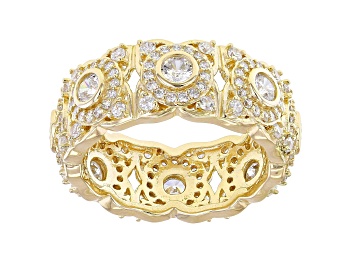 Picture of White Cubic Zirconia 18k Yellow Gold Over Sterling Silver Eternity Ring Band 3.34ctw
