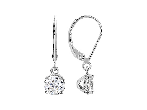 White Cubic Zirconia Rhodium Over Sterling Silver Pendant With Chain And Earrings Set 3.70ctw