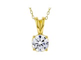 White Cubic Zirconia 18K Yellow Gold Over Silver Pendant With Chain And Earrings Set 3.70ctw
