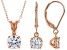 White Cubic Zirconia 18K Rose Gold Over Silver Pendant With Chain And Earrings Set 3.70ctw