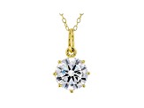 White Cubic Zirconia 18K Yellow Gold Over Sterling Silver Pendant With Chain And Ring 5.94ctw
