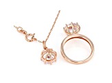 White Cubic Zirconia 18K Rose Gold Over Sterling Silver Pendant With Chain And Ring 5.94ctw