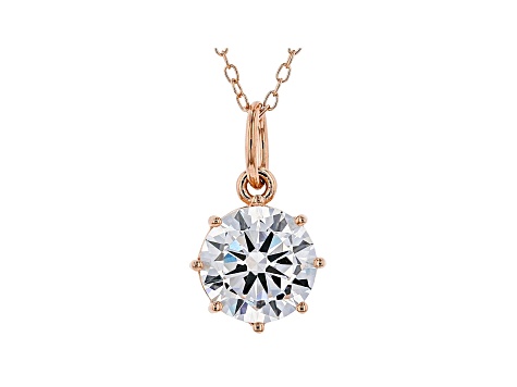 White Cubic Zirconia 18K Rose Gold Over Sterling Silver Pendant With Chain And Ring 5.94ctw