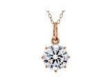 White Cubic Zirconia 18K Rose Gold Over Sterling Silver Pendant With Chain And Ring 5.94ctw
