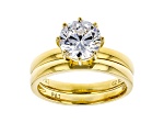 White Cubic Zirconia 18K Yellow Gold Over Sterling Silver Ring With Band 2.97ctw