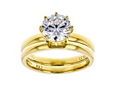 White Cubic Zirconia 18K Yellow Gold Over Sterling Silver Ring With Band 2.97ctw