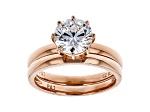 White Cubic Zirconia 18K Rose Gold Over Sterling Silver Ring With Band 2.97ctw