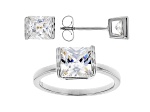 White Cubic Zirconia Rhodium Over Sterling Silver Ring And Earrings Set 5.49ctw