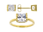White Cubic Zirconia 18K Yellow Gold Over Sterling Silver Ring And Earrings Set 5.49ctw