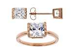 White Cubic Zirconia 18K Rose Gold Over Sterling Silver Ring And Earrings Set 5.49ctw