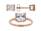 White Cubic Zirconia 18K Rose Gold Over Sterling Silver Ring And Earrings Set 5.49ctw