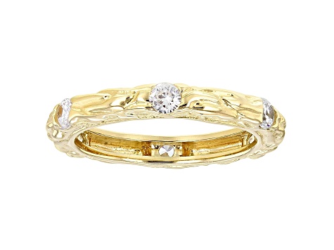 White Cubic Zirconia 18k Yellow Gold Over Sterling Silver Eternity Band Ring 1.05ctw