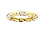 White Cubic Zirconia 18k Yellow Gold Over Sterling Silver Eternity Band Ring 1.05ctw