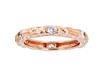 White Cubic Zirconia 18k Rose Gold Over Sterling Silver Eternity Band Ring 1.05ctw