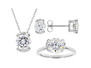 White Cubic Zirconia Rhodium Over Sterling Silver Jewelry Set 8.97ctw