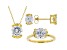 White Cubic Zirconia 18K Yellow Gold Over Sterling Silver Jewelry Set 8.97ctw