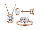 White Cubic Zirconia 18K Rose Gold Over Sterling Silver Jewelry Set 8.97ctw