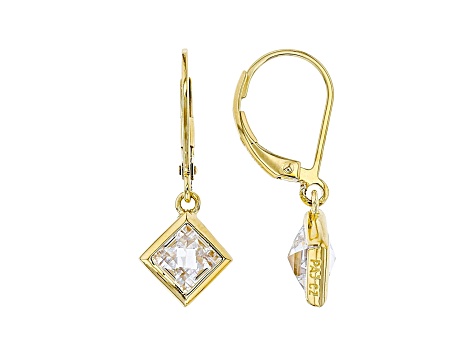 White Cubic Zirconia 18K Yellow Gold Over Sterling Silver Pendant With Chain And Earrings 10.49ctw