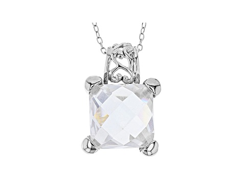 White Cubic Zirconia Rhodium Over Sterling Silver Pendant With Chain And Earrings 17.07ctw