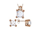 White Cubic Zirconia 18K Rose Gold Over Sterling Silver Pendant With Chain And Earrings 17.07ctw