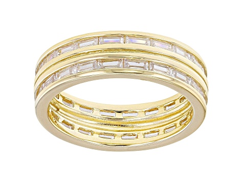 White Cubic Zirconia 18k Yellow Gold Over Sterling Silver Eternity Band Ring 3.24ctw