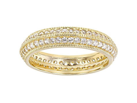 White Cubic Zirconia 18k Yellow Gold Over Sterling Silver Eternity Band Ring 1.44ctw