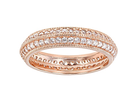 White Cubic Zirconia 18k Rose Gold Over Sterling Silver Eternity Band Ring 1.44ctw