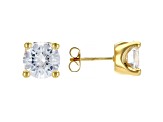 White Cubic Zirconia 18K Yellow Gold Over Sterling Silver Pendant With Chain And Earrings 12.57ctw