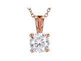 White Cubic Zirconia 18K Rose Gold Over Sterling Silver Pendant With Chain and Earrings 6.55ctw