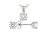 White Cubic Zirconia Rhodium Over Sterling Silver Pendant With Chain And Earrings 4.05ctw