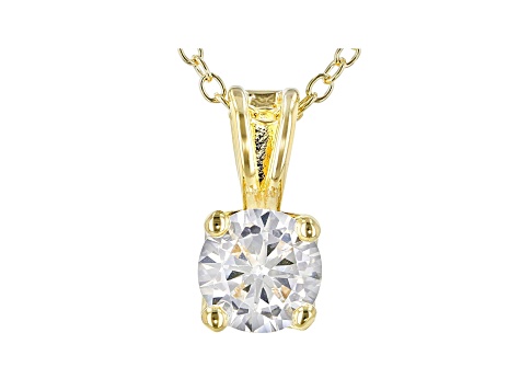 White Cubic Zirconia 18K Yellow Gold Over Sterling Silver Pendant With Chain And Earrings 4.05ctw
