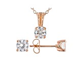 White Cubic Zirconia 18K Rose Gold Over Sterling Silver Pendant With Chain And Earrings 2.43ctw