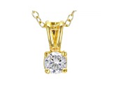 White Cubic Zirconia 18K Yellow Gold Over Sterling Silver Pendant With Chain And Earrings 1.12ctw