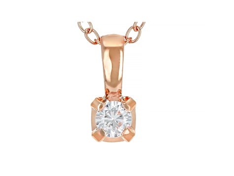 White Cubic Zirconia 18K Rose Gold Over Sterling Silver Pendant With Chain And Earrings 0.52ctw