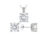 White Cubic Zirconia Rhodium Over Sterling Silver Pendant With Chain and Earrings 17.01ctw