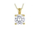 White Cubic Zirconia 18K Yellow Gold Over Sterling Silver Pendant With Chain and Earrings 17.01ctw