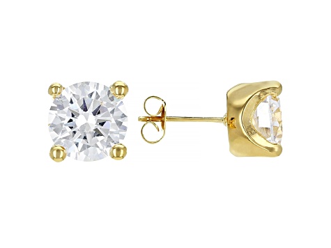 White Cubic Zirconia 18K Yellow Gold Over Sterling Silver Pendant With Chain and Earrings 17.01ctw